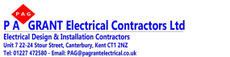 P A Grant Electrical Contractors Limited logo, electrician in Canterbury
