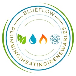 Blueflow Heating Cooling & Renewables logo, air conditioning engineer in Basildon