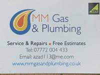 MM Gas & Plumbing logo, gas engineer in Reading