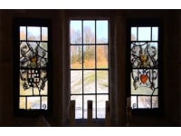 M E Stained Glass logo, glazier in Loughborough